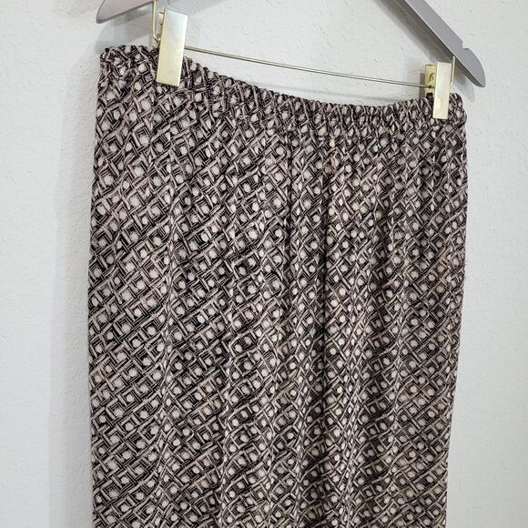 Reversible Skirt Womens Size L Midi Length Floral Geometric Pull On Elastic - Picture 16 of 16